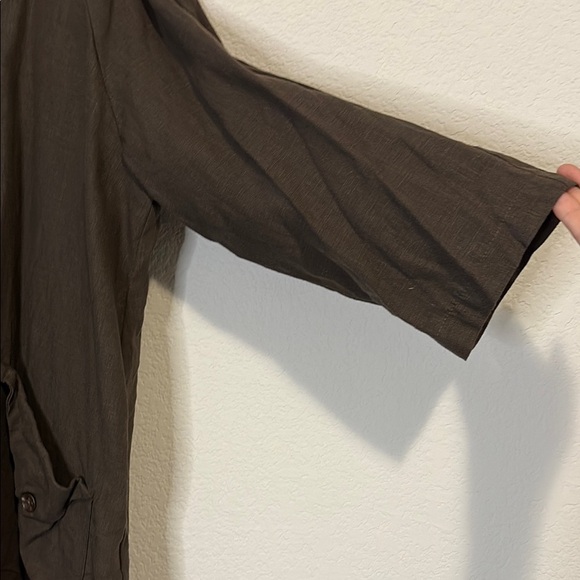 Eva Tralala Paris 100% linen chocolate brown one button jacket - Picture 4 of 8